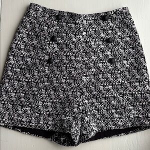 Express Black & White Tweed Sailor Shorts | Punk Prep Goth Chic | Size 00